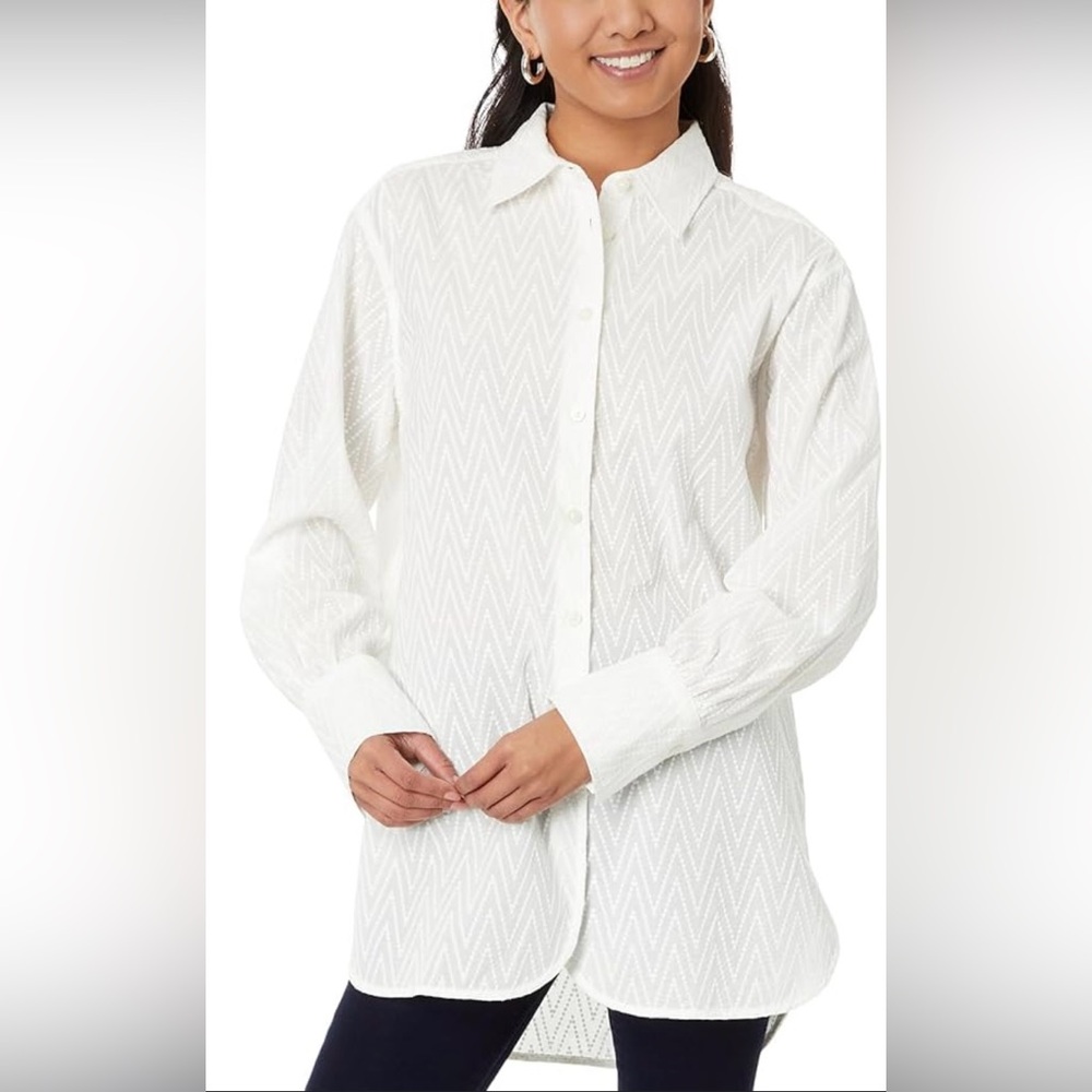 Tommy Hilfiger Women's Long Sleeve Chevron Dobby Tunic